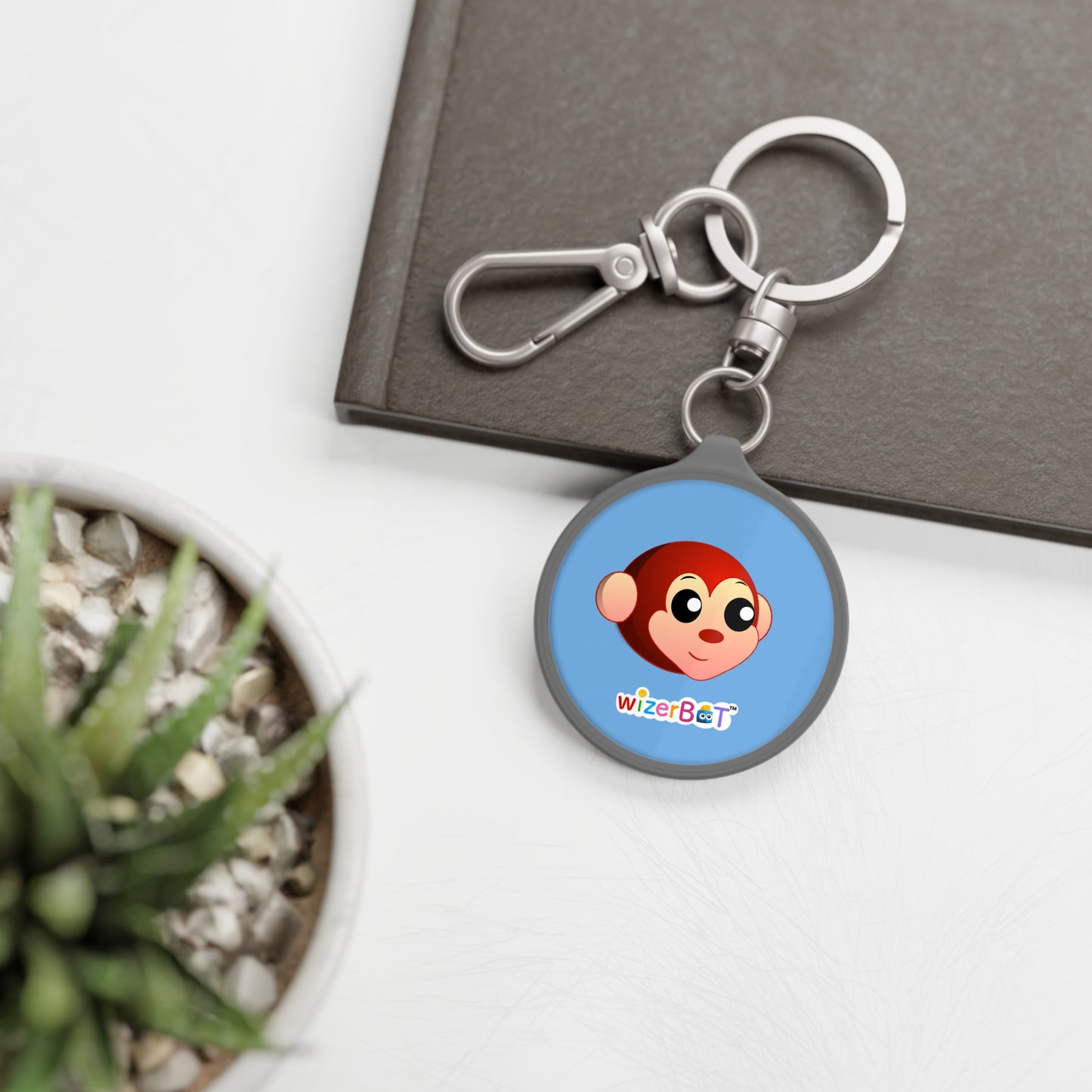 Monkey Logo Keyring Tag — Cute Cartoon Monkey Keychain for Kids & Teachers