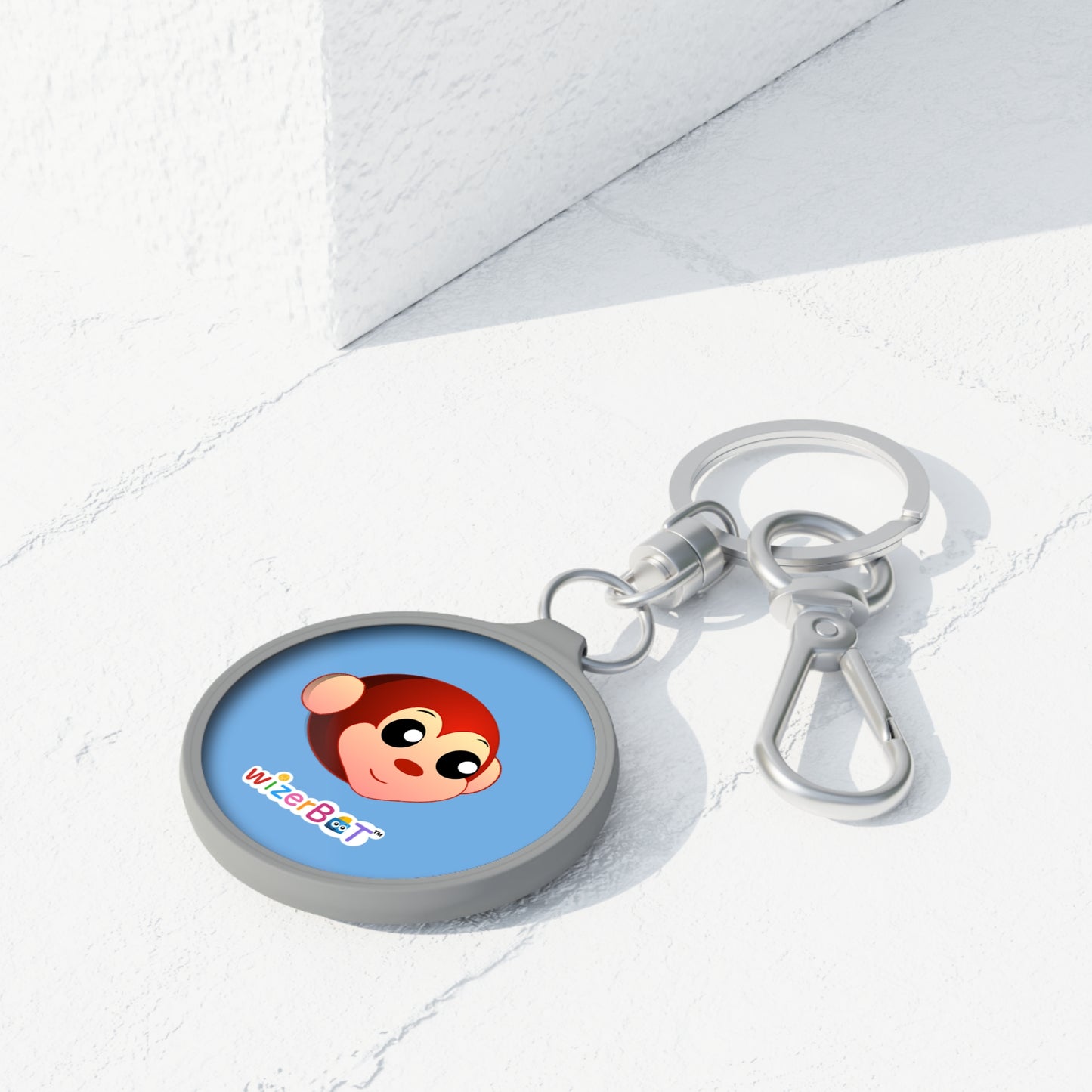 Monkey Logo Keyring Tag — Cute Cartoon Monkey Keychain for Kids & Teachers