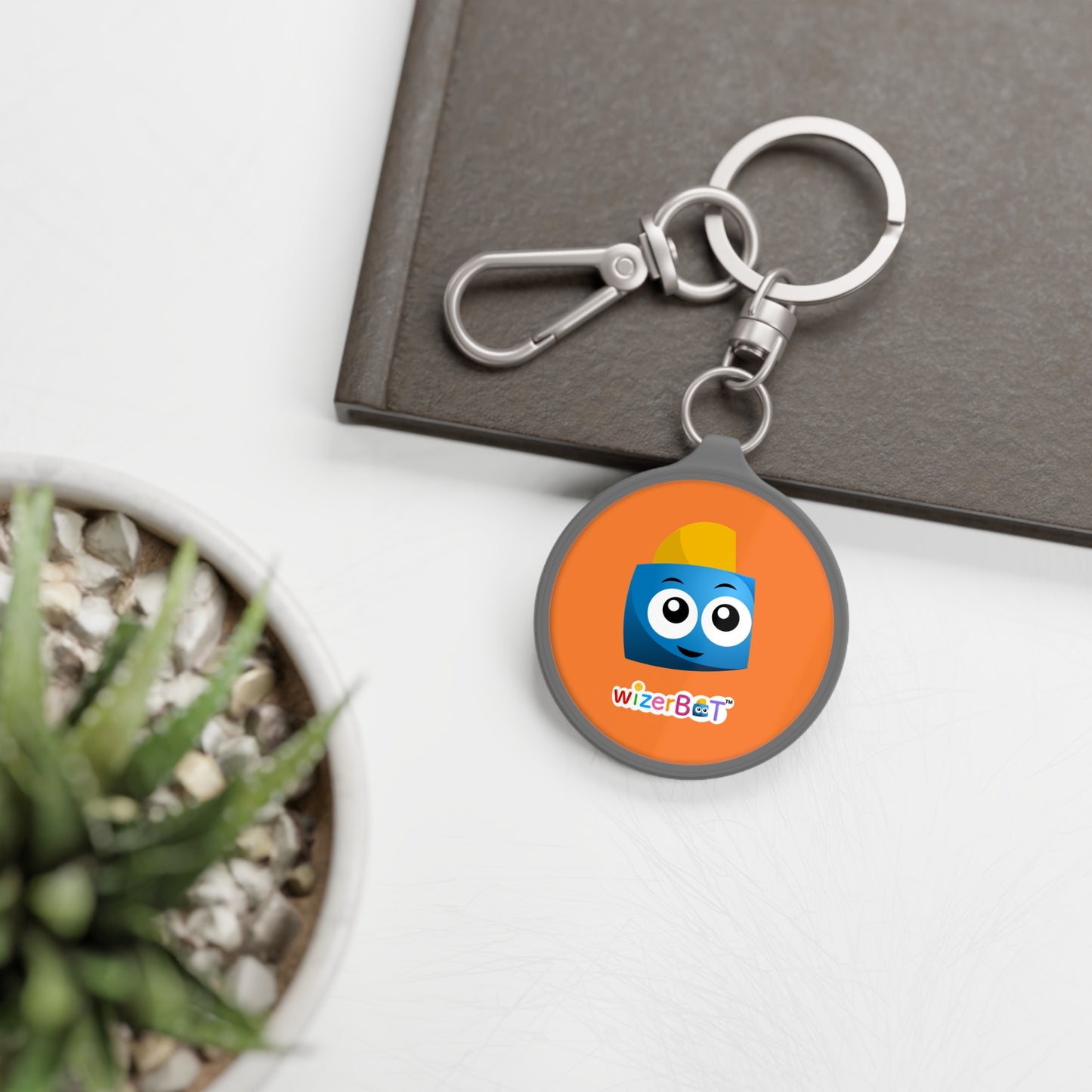 WizerBot Orange Mascot Keyring Tag