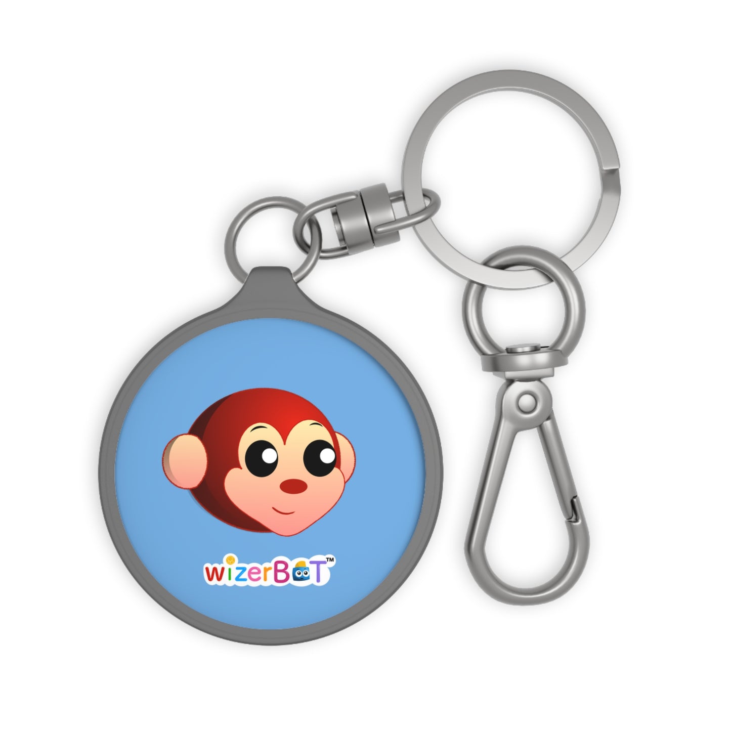 Monkey Logo Keyring Tag — Cute Cartoon Monkey Keychain for Kids & Teachers