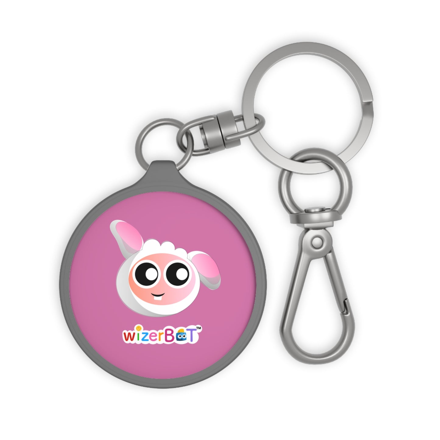 Cute Pink Mascot Keyring Tag — WizerBot Lamb Logo Keychain