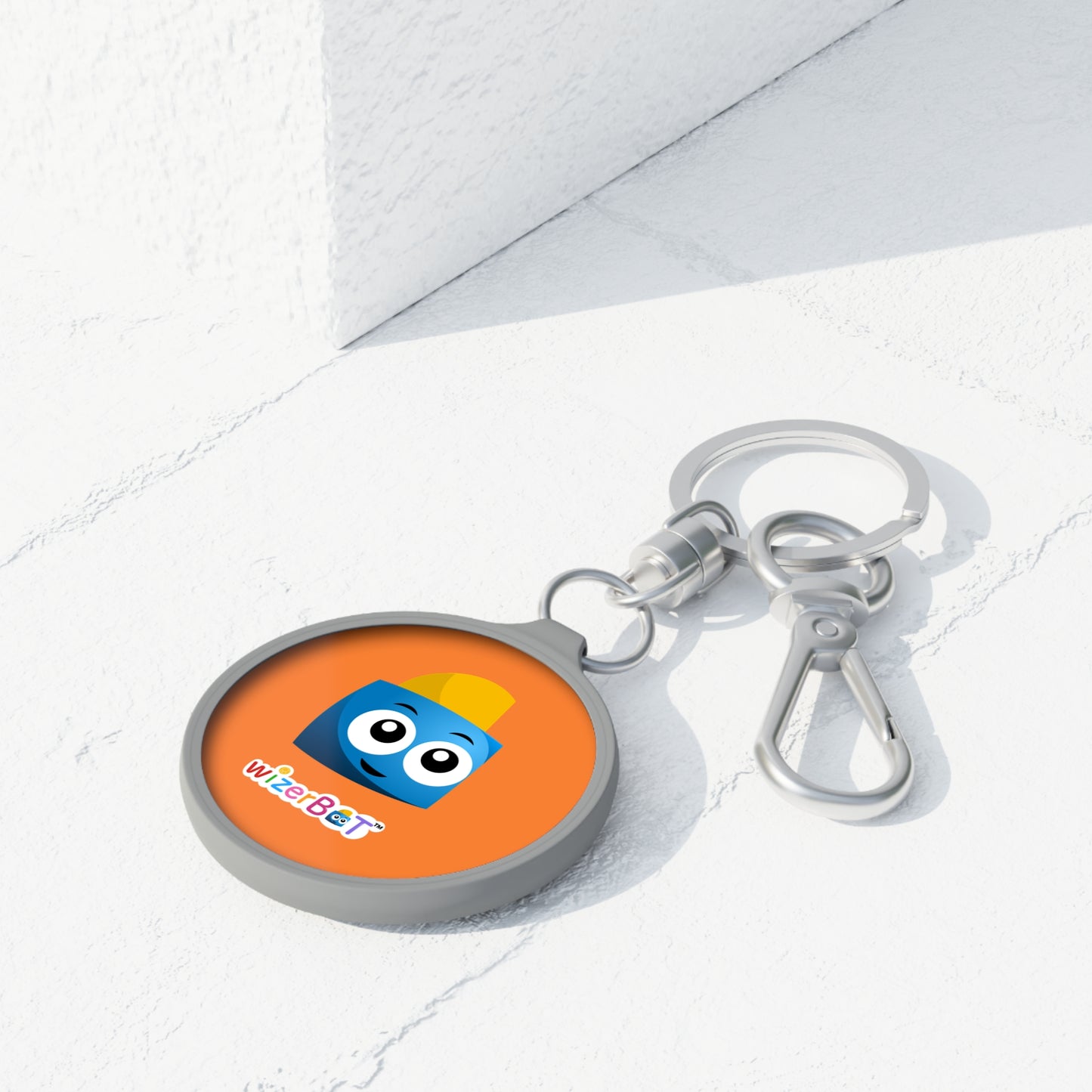 WizerBot Orange Mascot Keyring Tag
